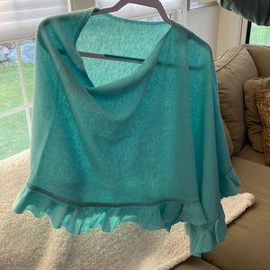 Sara Campbell Teal Cashmere Poncho. One Size.
